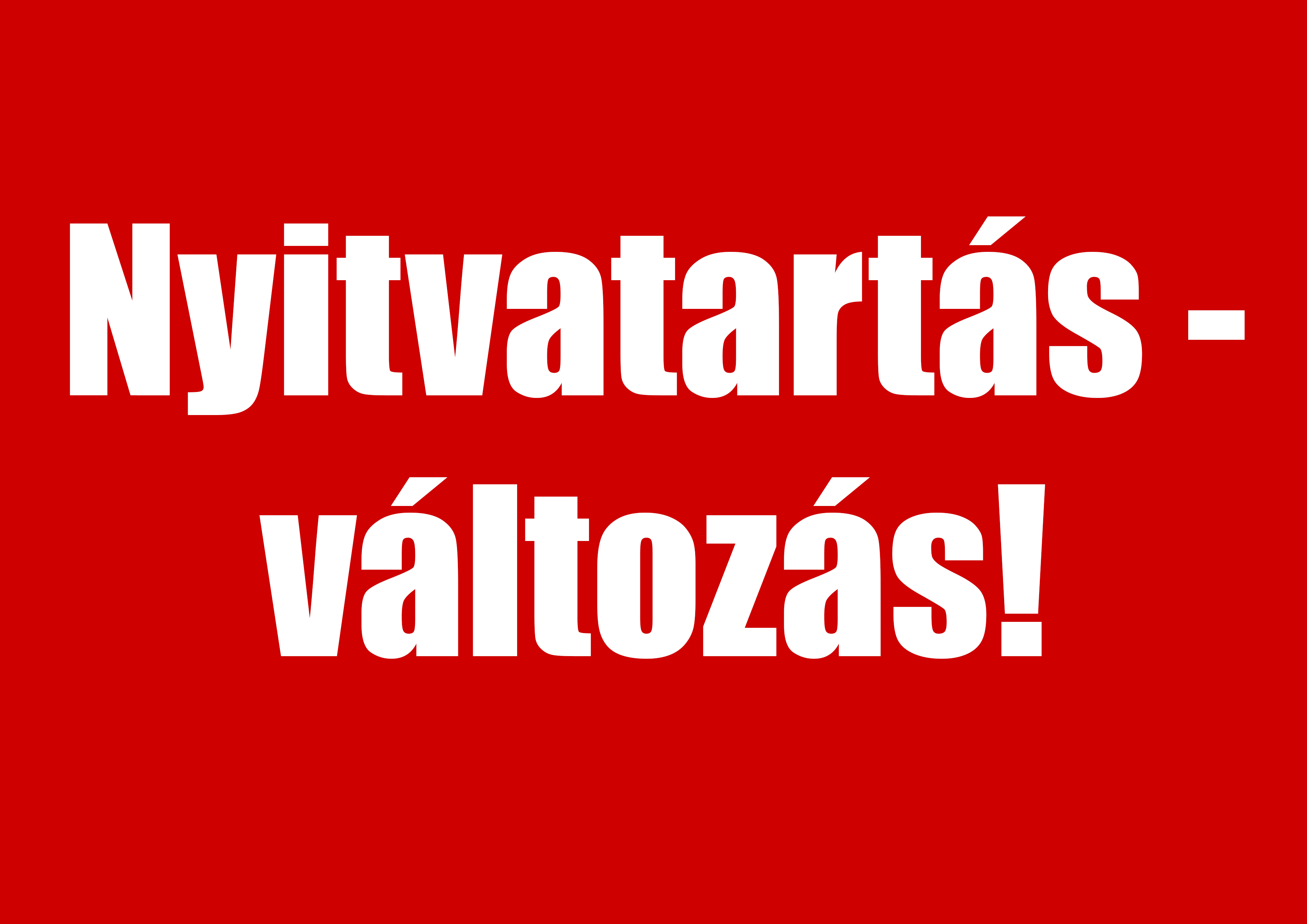 Nyitva tartás változás